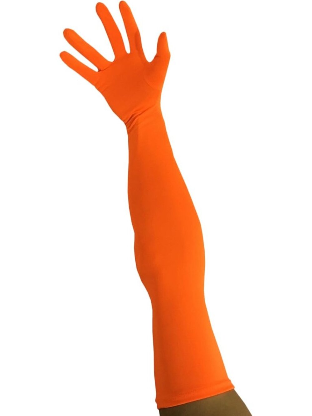 Women's Orange Stretchable Arm Sleek Cosplay Costume Elbow Length Spandex Gloves